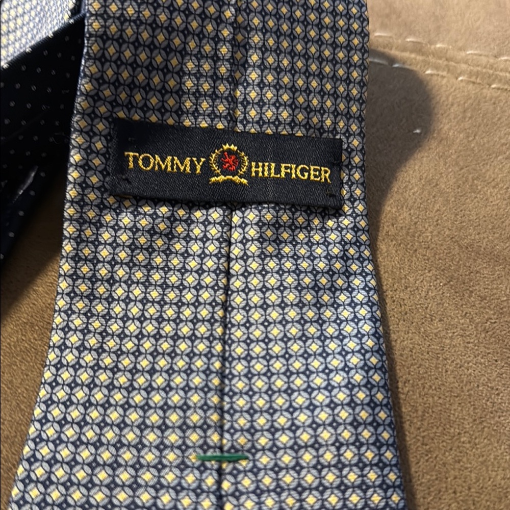 Tommy Hilfiger Blue and White Gingham Tie